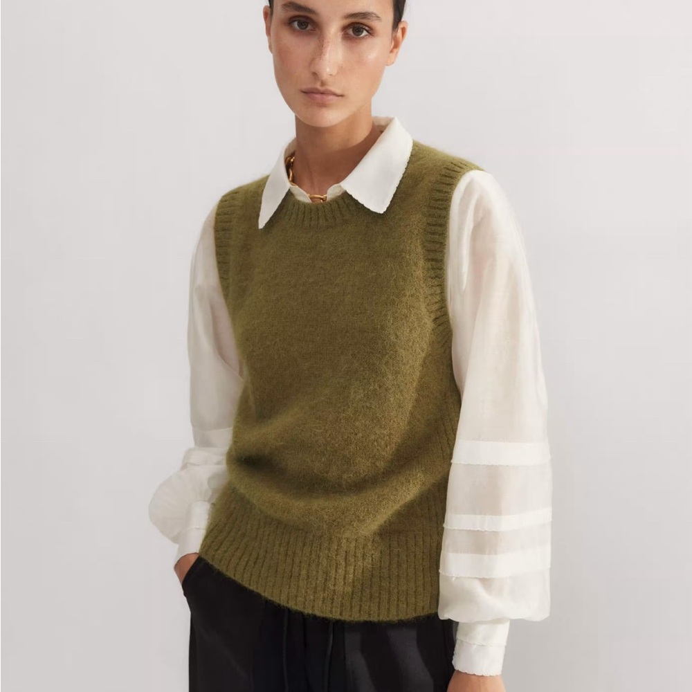 ME+EM Olive Green Sweater Vest